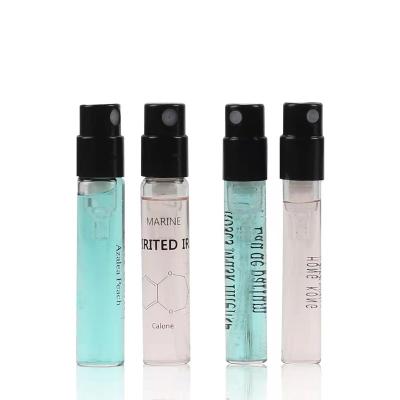 China Mini Size For Mini Perfume Sample Vial Logo Printing Perfume Test Spray Bottle 2ml Black Custom Perfume Sample Vials for sale