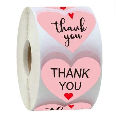 China Waterproof 500 Pcs Round Pink Thank You Wedding Party Gift DIY Stationery Decor Sticker Love Sealing Labels for sale