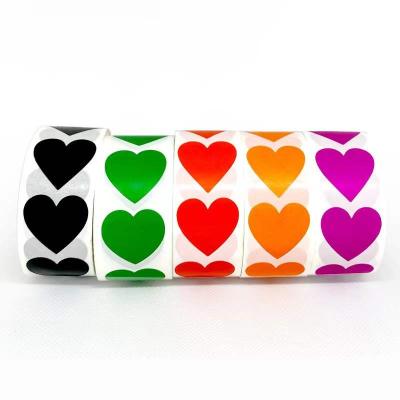 China Heat Sensitive 500 Pcs / 1 Inch Round Heart Roll Thank You Stickers for sale