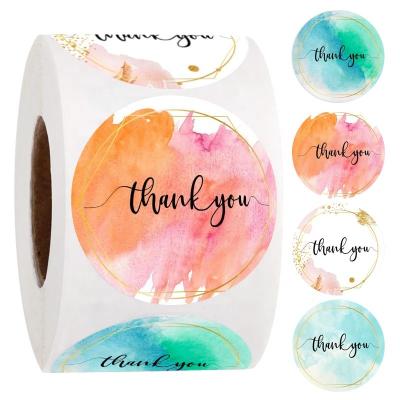 China New Design Stylish Watercolor Heat Sensitive Thank You Label Stickers For Online Business, Retail, Store, Handmade Goods for sale