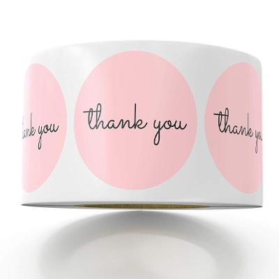 China Hot Sale Heat Sensitive Thank You For Your Shopping Sticker 1.5 Inch Round Pink Paper Business Thank You Stickers for sale