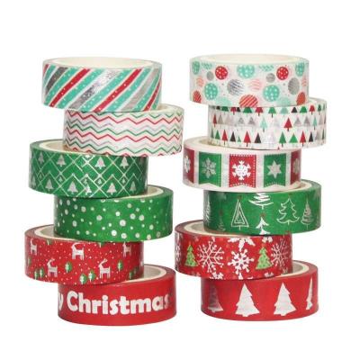 China 12 Rolls ANTISTATIC Christmas Washi Tape Decorative Adhesive Sticker For Decorating Gift for sale