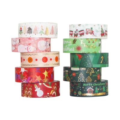 China 12 Rolls Washi Tape Gold Foil Christmas ANTISTATIC Decorative Adhesive Tape for sale