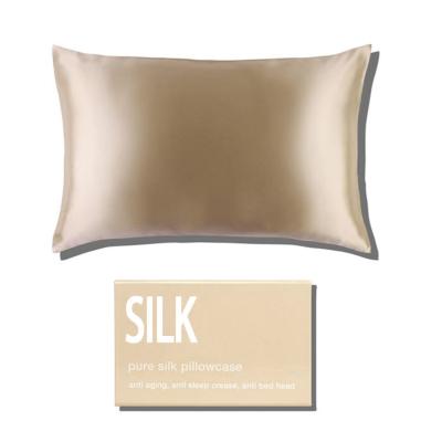 China Wholesale Custom Anti-static 22 momme silk pillowcase gift set luxury gold 100% pure mulberry woven silk pillowcase for sale