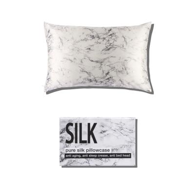 China 100% Pure Natural Mulberry Silk Case 6a Anti-static Custom Embroidery Printed Zipper Pillowcase Marble Silk Pillowcase for sale