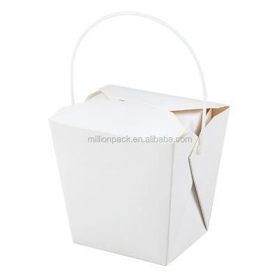 China Single Wall Handle 16oz White Paper Disposable Take Away Plastic Food Container for sale