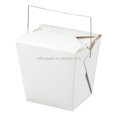 China 16oz Handle White Paper Eco Friendly Disposable Stored Biodegradable Disposable Takeaway Food Container for sale