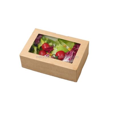 China 200*80*60mm Director Takeaway Biodegradable Disposable Maker With Window Paper Salad Box for sale