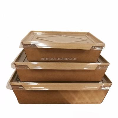 China Disposable 50MM Customer Print Take Away Kraft Paper Salad Box for sale