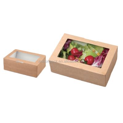 China 120*75*60mm Disposable Director Takeaway Biodegradable Maker With Window Paper Salad Box for sale