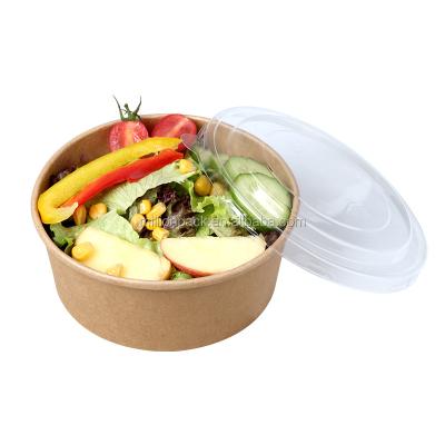 China Manufacturer Eco Friendly Disposable Biodegradable Stocked Customized Kraft Paper Salad Bowl for sale