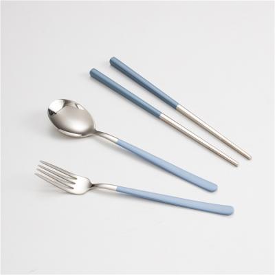 China Sustainable Hot Sale Camping Flatware Fork Spoons Knives Picnic Outdoor Travel Cutlery Cutlery 3 Set With Case for sale