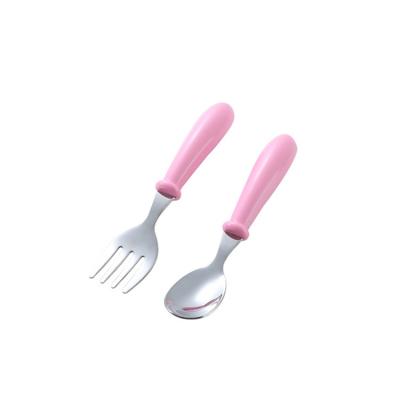 China Nordic Viable hot sale pink stainless steel spoon and fork set cute stainless kids cutlery for baby for sale