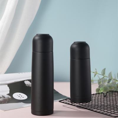 China Hot Sale 350ML Double Wall Bullet Shape Viable Custom Vacuum Flask Insulated Water Bottles With Cup Lid for sale