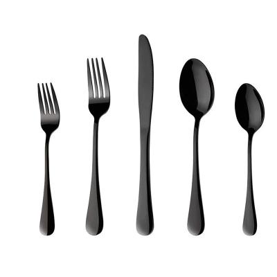 China Sustainable Hot Selling 4 Pieces Restaurant Forks/Spoons/Knives Mirror Polished Black Flatware Cutlery Sets Stainless For Hotel for sale