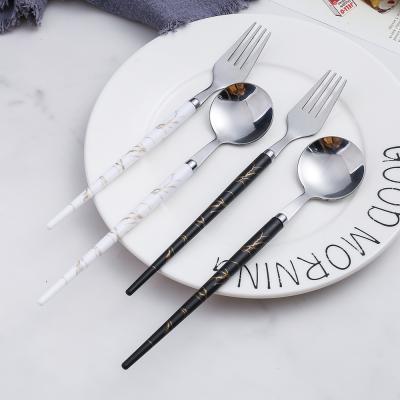 China 2PCS Food Grade Kitchen Sustainable Restaurant PP Handle Cutlery Fork Spoon Flatware Spoon Fork Luxury Nordic Set for sale