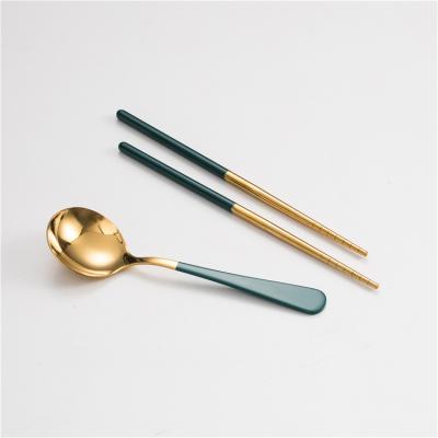 China Hot Selling Sustainable Hot Selling Travel Chopstick Spoon Luxury Flatware Portable Camping Cutlery Set Outdoor With Case for sale