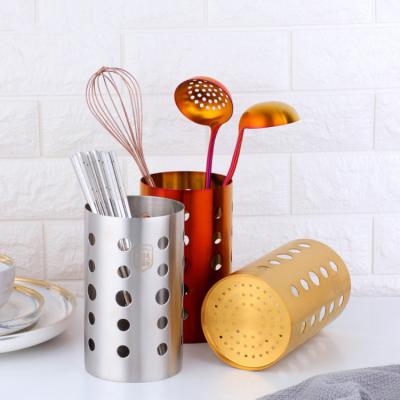 China New Design Stocked Polishing Hollow Kitchen Tool Utensil Stainless Steel Kitchen Chopsticks Serving Storage Spoon Holders for sale