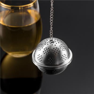 China Custom Viable Logo Stews Seasoning Spice Ball Tea Strainer Stainless Steel Tea Infuser With Extended Chain Hook for sale