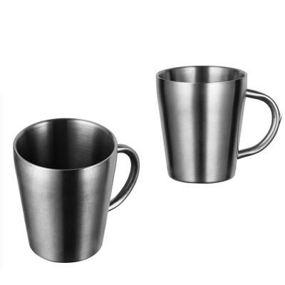 China Wholesale High Quality Viable Silver Home Mug Tea Camping Outdoor Stainless Steel Coffee Cup With Handle for sale