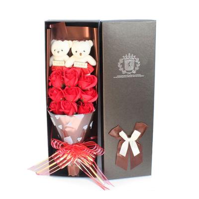 China Toy Teddy Bear Flower Bouquet Plush Teddy Bear Flowers Soap Bouquet Valentine's Day Cartoon Plush Teddy Bear Flower Gift Box for sale