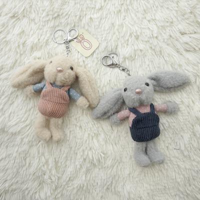 China Custom Handmade Plush Bunny Toy Cute Girl Keychain Plush Teddy Bear Rabbit Key Chain Craft Animal for sale