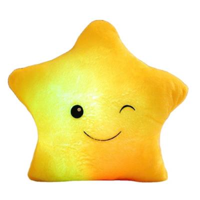 China Creative Plush Toy Luminous Pillow Soft Stuffed Glowing Colorful Stars Plush Teddy Bear Cushion Led Light Toys for sale