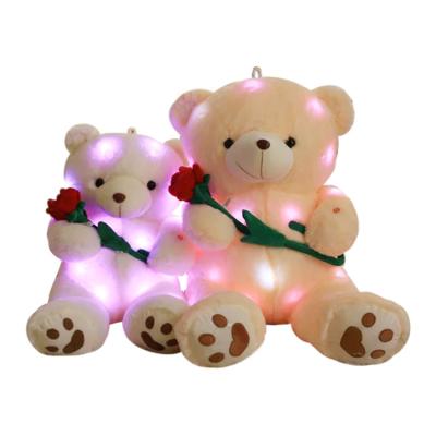 China Custom Creative Multicolor Soft Plush Teddy Bear New Toys Led Glow Stake Rose Teddy Bear Plush Toy for sale