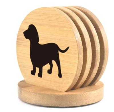 China Best Sustainable Selling Custom Color Log Puppy Natural Premium Pattern Best Coaster Sets Wooden Coaster for sale