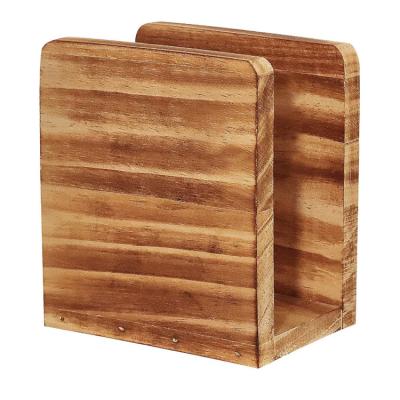 China High Quality Retro Novelty Wholesale Custom Wooden Napkin Holder Paper Towel Rack Vertical Desk Rack for sale