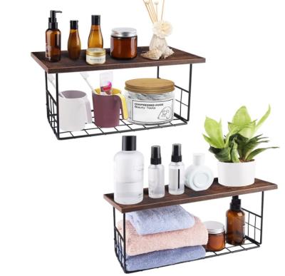 China Best Selling Brown Vintage Wall Shelf Home Kitchen Decor Bathroom Living Room Wall Shelf Decor Shelf Wooden Wall Shelf for sale