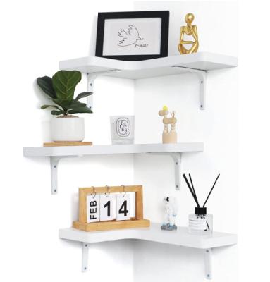 China Behind The Doors/On Walls Wholesale Customized Wall Shelf White Wall Mounted Corner Shelf Wood Shelf for sale