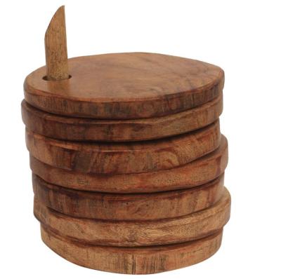 China Retro Round Coasters Sustainable Wholesale Custom Brown Set Tea Coaster Wooden Coasters for sale