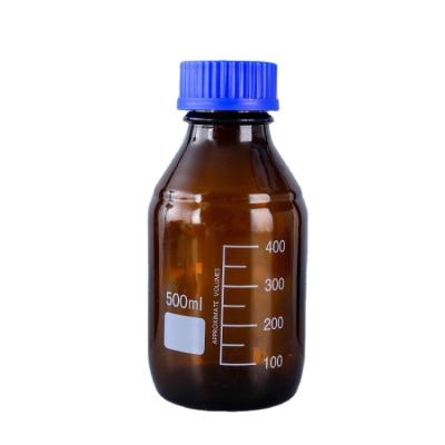 China Reagent Bottle Narrow Wide Width Said Glass Mouth Bottles Lab Sample Blue Caps Lab Bottle For Solid And Liquid for sale