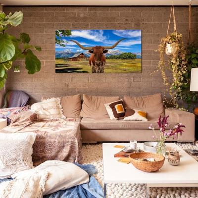 China Modern Natural Scenery Farmhouse Cow Wall Art Prints Painting Framed Canvas Wall Art for Living Room Bedroom Home for sale