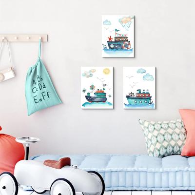 China Modern Colorful Watercolor Wall Art Airplane Spaceship Ship Picture Canvas Prints for School Home Living Room Kids Bedroom Nursery for sale