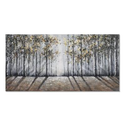 China Modern Large Hand Painted Gray Tree art Modern Oil Painting Canvas Wall Art for  Home Bedroom Living Room for sale