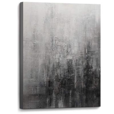 China Modern Large Modern Black and White Abstract Picture Hand-Painted Oil Painting Canvas Artwork for Living Room Bathroom Decor for sale