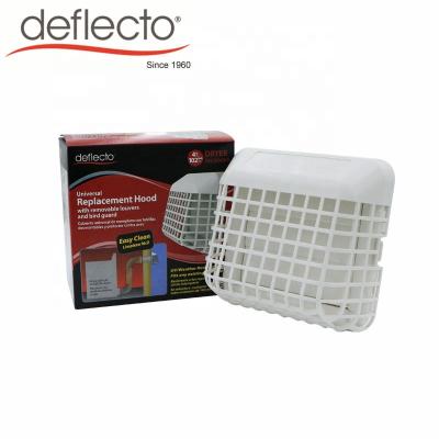 China Easy Installation Deflecto Dryer Duct Covers 4 Inch Build In Vent Hood Printed Box White for sale