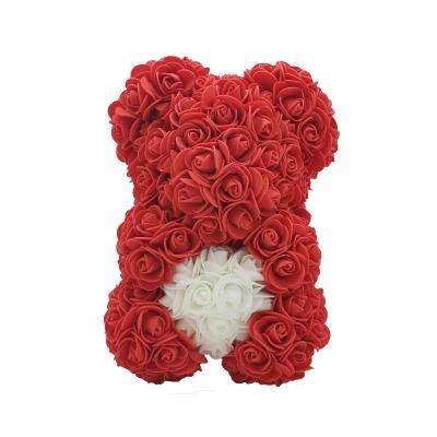 China Environmental Protection Green Rose Bear Handmade 25cm PE/Foam Rose Bear With Heart Artificial Flower Bear For Girlfriend Gift for sale