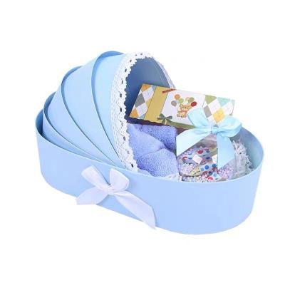 China Recycled Materials Flower Box Baby Crib Shape Flower Box Gift Package Gift Box for sale