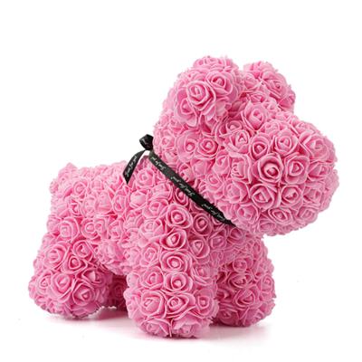 China Party Foam Flower Dog Artificial PE Rose Puppy Foam Rose Bear For Girlfriend Gift for sale