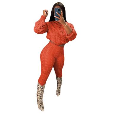 China Other Amazon Express Europe and America women's high elastic solid color anti pilling sweater sweater set two sets for sale