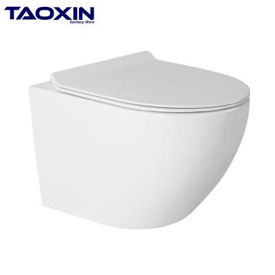 China Wall Mounted Ceramic Round Rimless Rimless Wall Hung Toilet WC High Quality Cistern Bathroom for sale