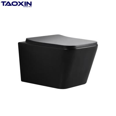 China Toilet Bowl Wall Mounted Hidden Matte Black Wall Hung Toilet Ceramic European Rimless Tank Bathroom for sale