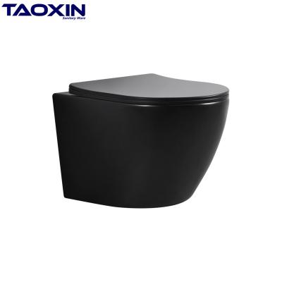 China High Quality Wall Mounted Ceramic Round Hidden Matte Black Wall Hung Toilet Rimless Cistern WC for sale