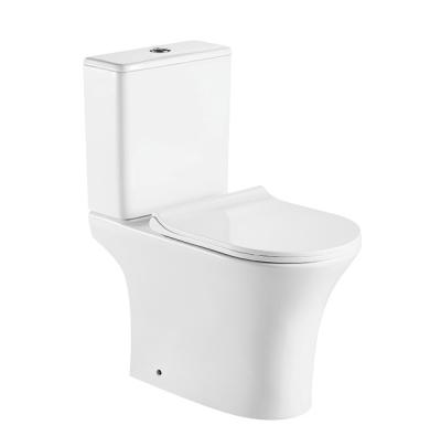 China New Design Ceramic Double-Flow Modern Bathroom Back To Wall Rimless Two Piece Toilet for sale