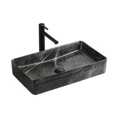 China Easy Clean Ceramic Black Vessel Bathroom Sink Above Counter Art Lavabo for sale