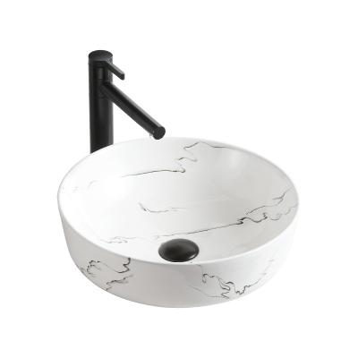 China Easy To Clean Bathroom Ceramic Hand Basin Round Sink Bowl Marble Wash Basins Countertops Sanitary Ware for sale