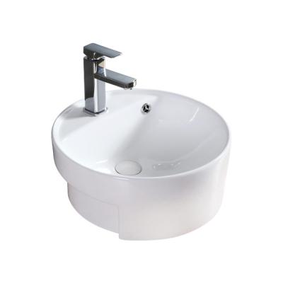 China New Design Wash Basin Bathroom White Oval Ceramic Embedded Ceramic Basin Easy Cleaning Semi for sale